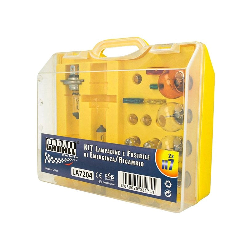 Kit Lampade Ricambio Emergenza Alogena Auto Bulbset 2X H7 12V 4 Fusibile (17 pz)