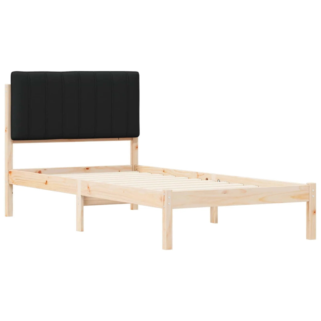 Letto con Testiera Rivestita Nero 90 x 190 cm 878086