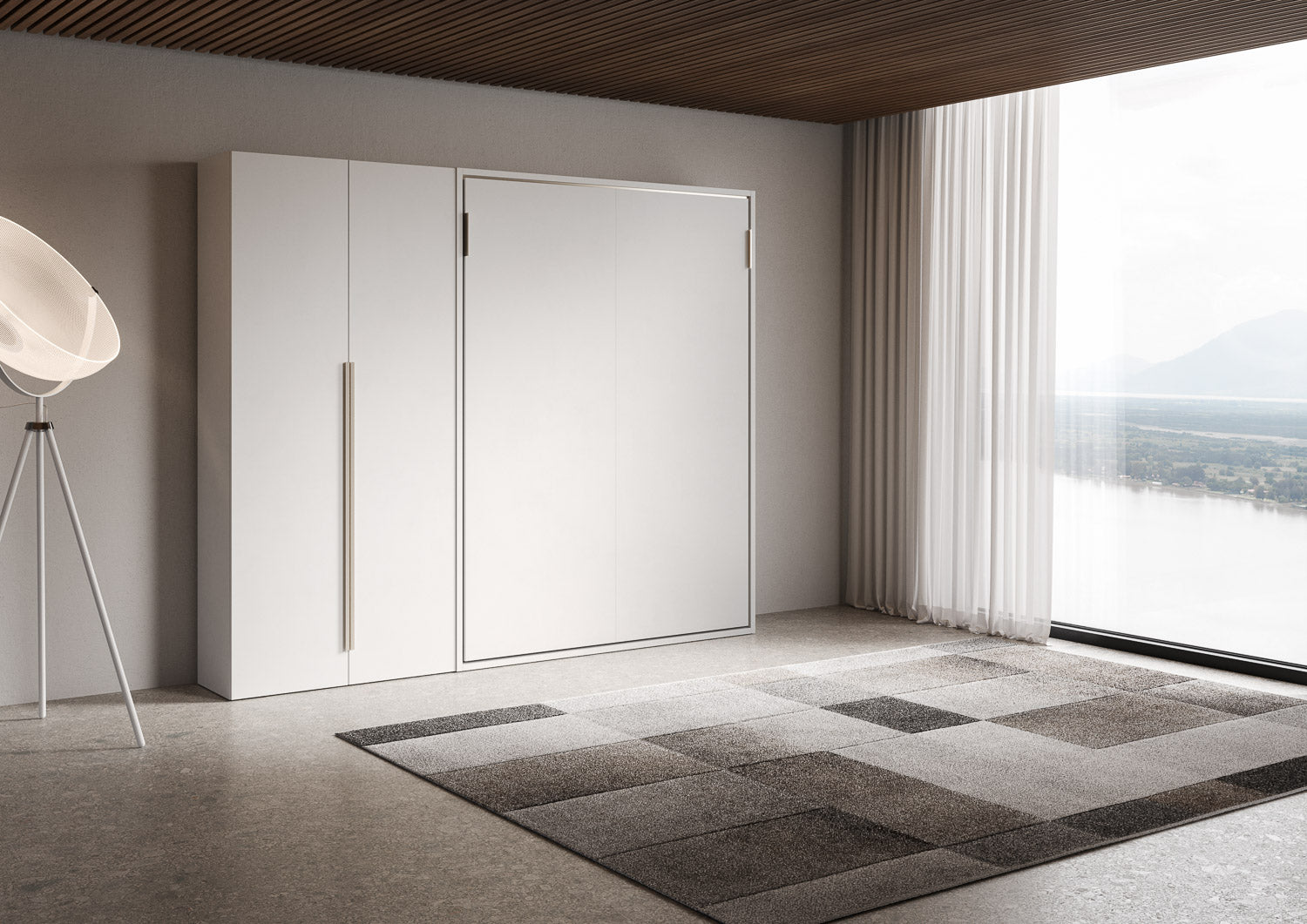 Letto Matrimoniale Francese A Scomparsa 140 Versia Con Armadio Sx 2 Ante Bianco