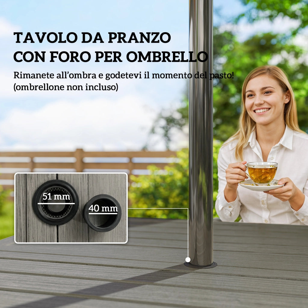 Set da Giardino 5 Pezzi in Acciaio con Tavolo e Sedie Impilabili ¨C Zephmum ¨C Grigio