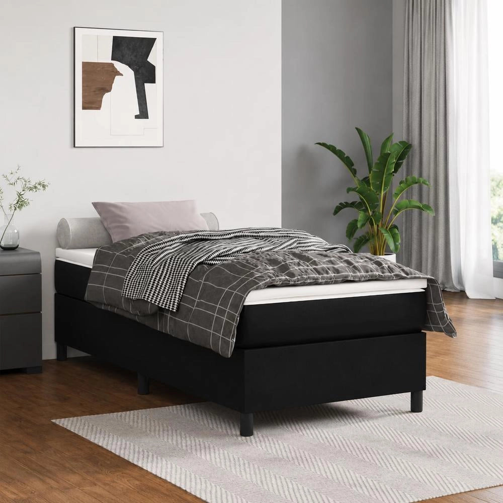 Box Spring Bed Frame Black 90x200 Cm Faux Leather