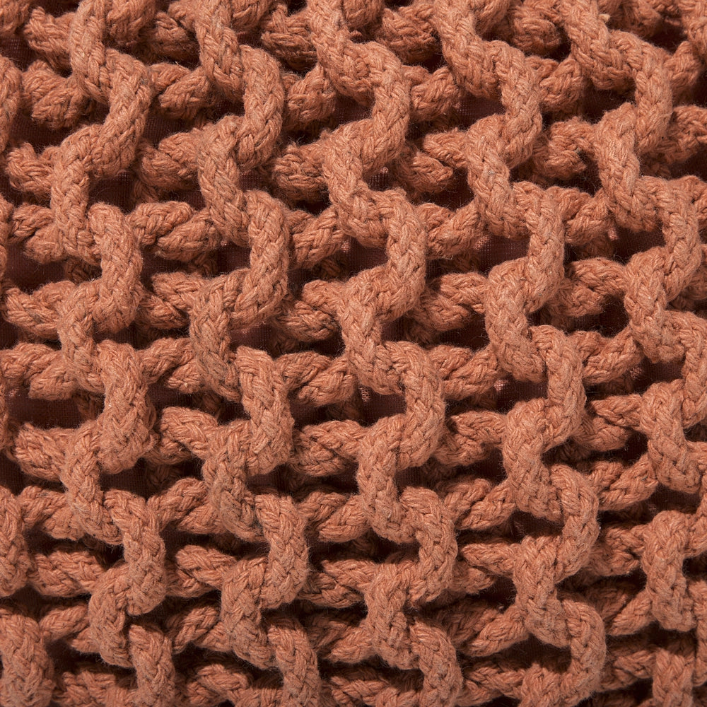 Pouf ottomana in cotone lavorato a maglia in rame perline EPS riempimento rotondo piccolo poggiapiedi 50 x 35 cm