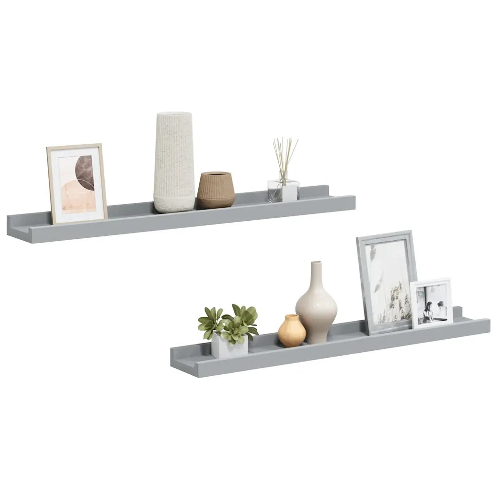 Mensole Loggia per Foto 2 pz Grigie 60x9x3 cm in MDFcod mxl 127072