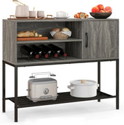 Credenza Buffet da Cucina, Mobile da Cucina con Portabottiglie e Mensole, per Sala da Pranzo, Soggiorno e Ingresso, 100 x 35 x 83 cm (Grigio)