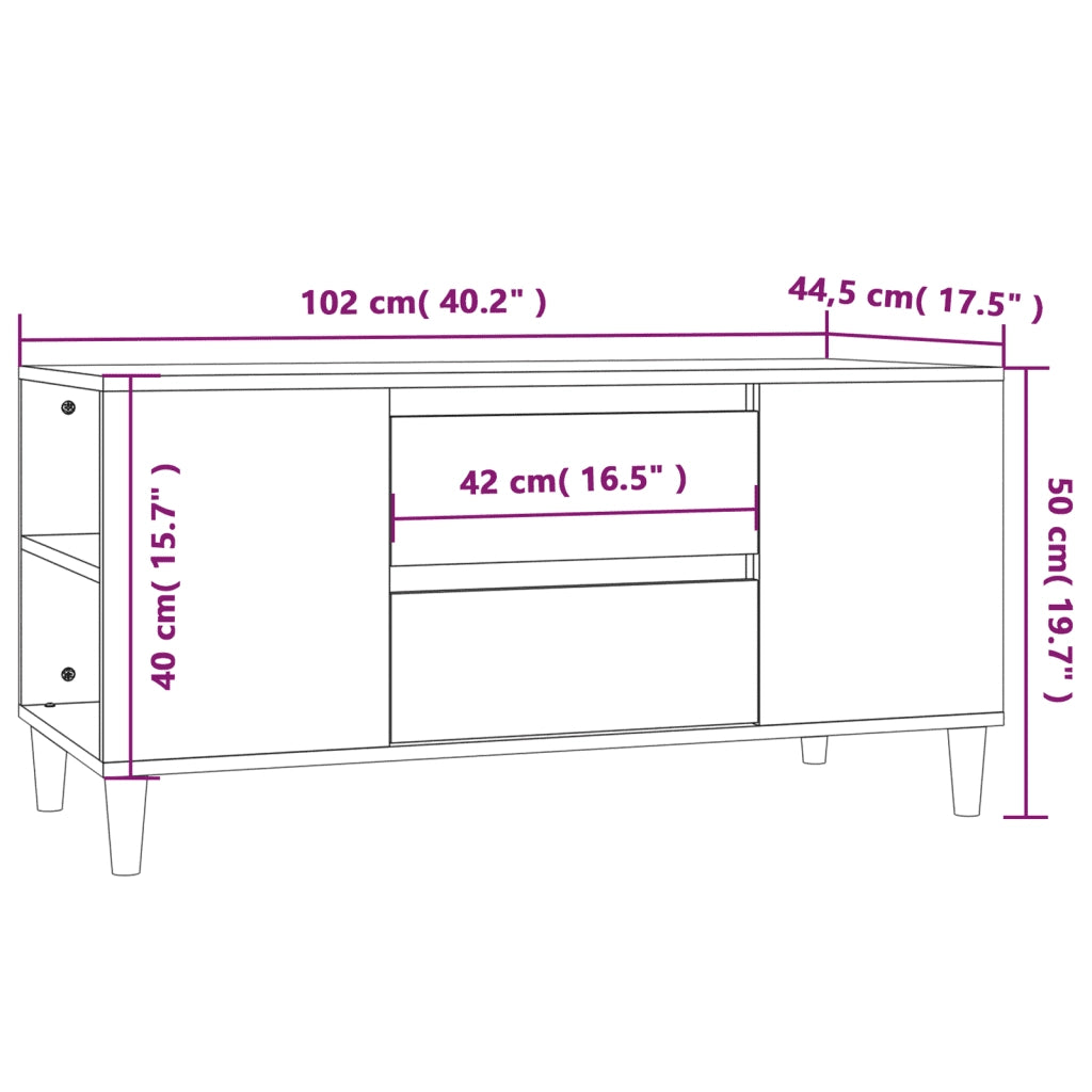 Mobile Porta TV Rovere Fumo 102x44,5x50 cm in Legno Multistrato 819601