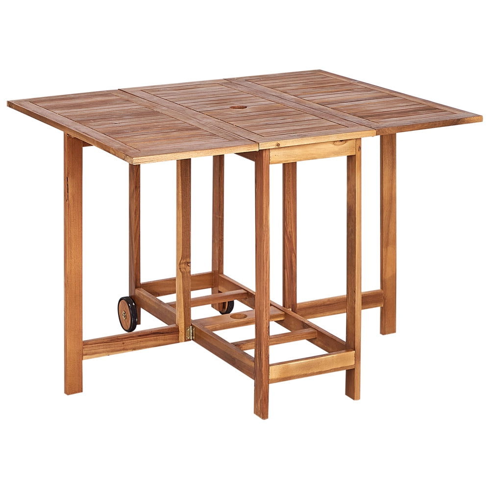 Set da pranzo da giardino Tavolo rettangolare in legno massiccio di acacia chiaro 4 sedie da esterno pieghevoli in stile rustico design moderno