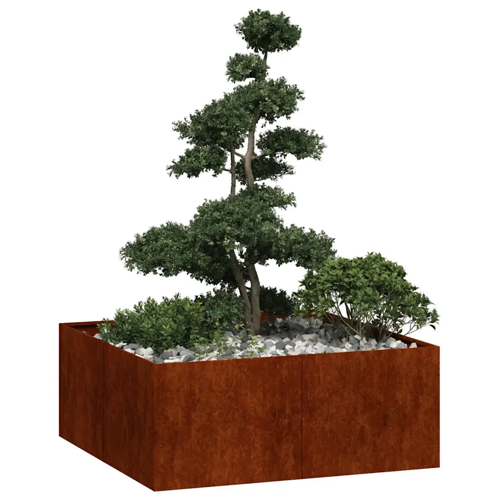 Fioriera Arrugginita 100x100x40 cm in Acciaio Corten 860821