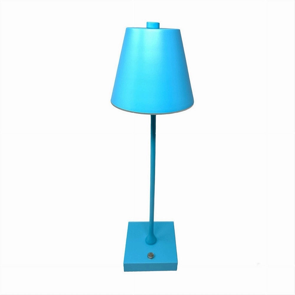 Trade Shop - Lampada Tavolo Ricaricabile Usb 10 Watt 3 Colorazione Di Luce Vari Colori D27-3c - Azzurro