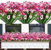 12 pezzi di fiori artificiali in plastica per esterno, resistenti ai raggi UV, per piante in vaso, in blocco, per interno ed esterno, per contenitore di vaso, per giardino, per finestra, per casa, per decorazione di matrimonio.