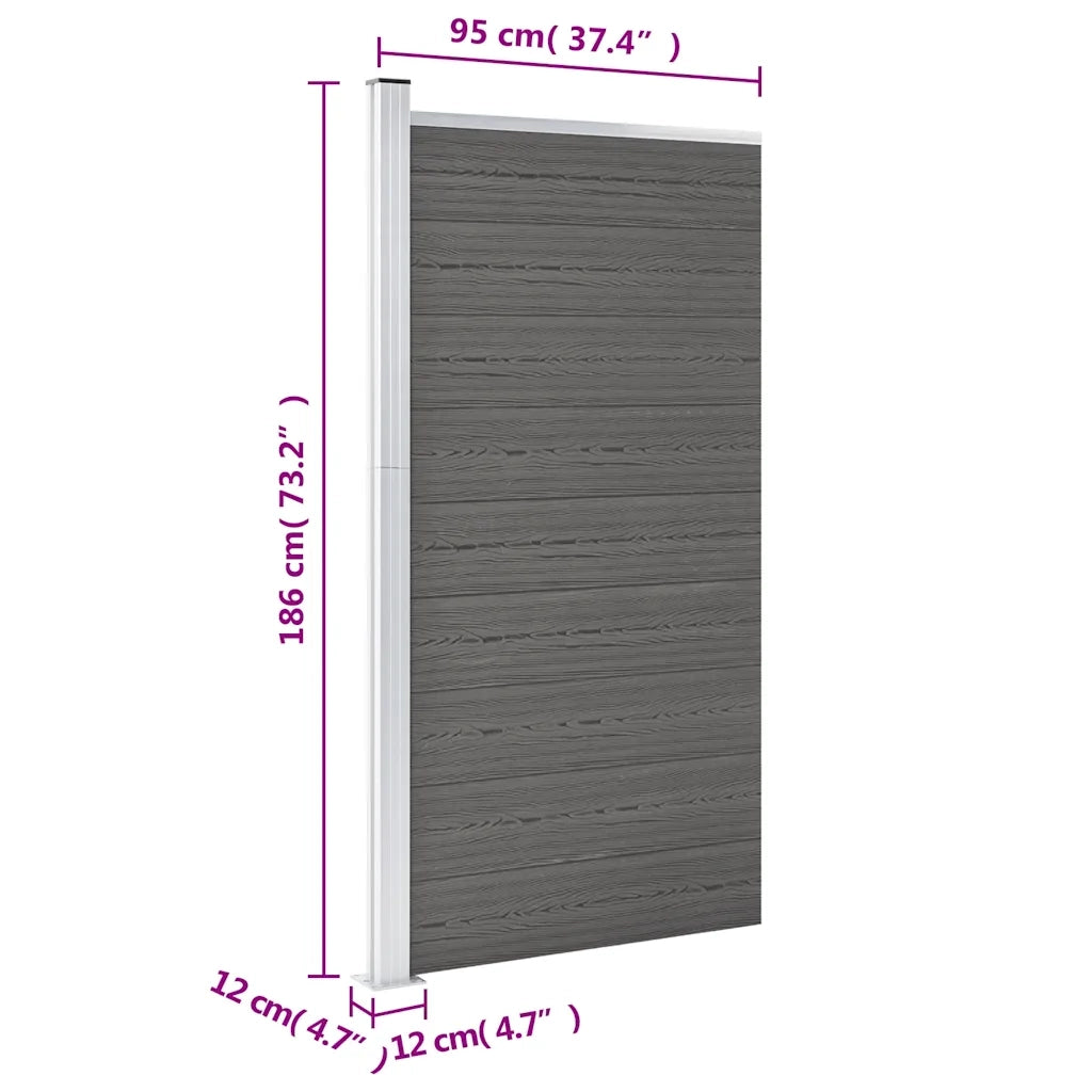 Pannello di Recinzione in WPC 95x186 cm Grigio 148978