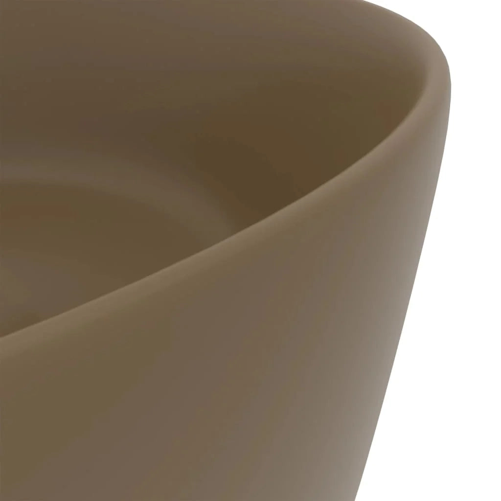 Lavabo da appoggio rotondo di lusso lavabo da bagno guardaroba cucina arredamento per la casa 40 x 15 cm ceramica crema opaca 02_0002760