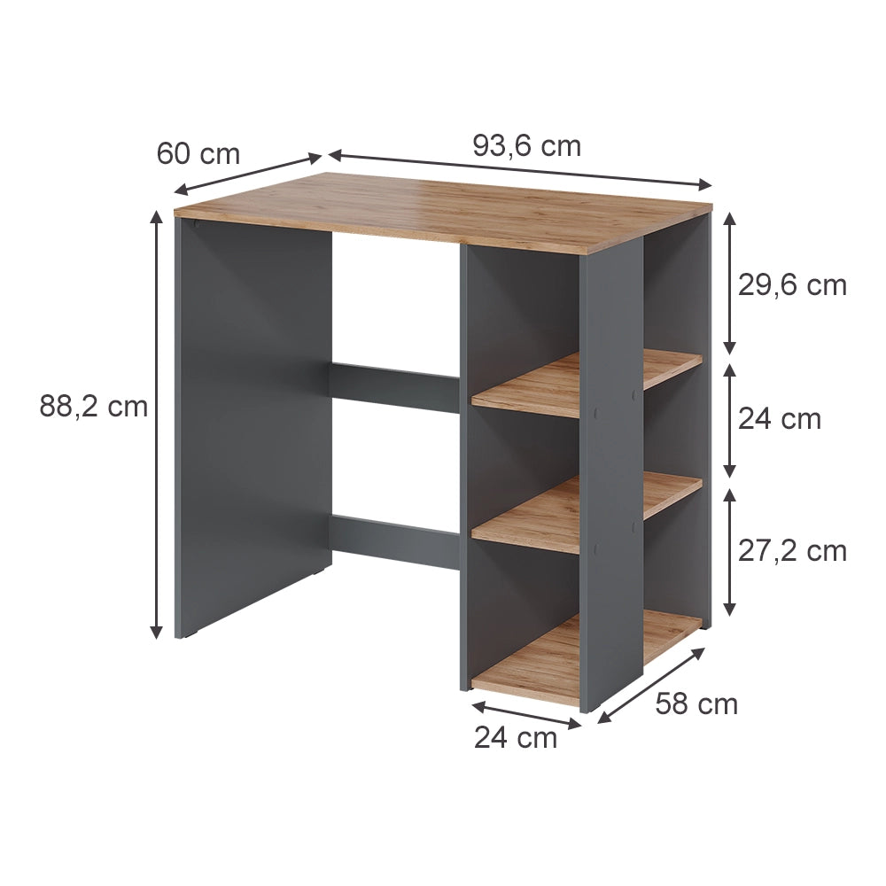 Mobile lavatrice Viktor Antracite/Rovere dorato 93.6 x 88.2 cm con 2 ripiani Vicco