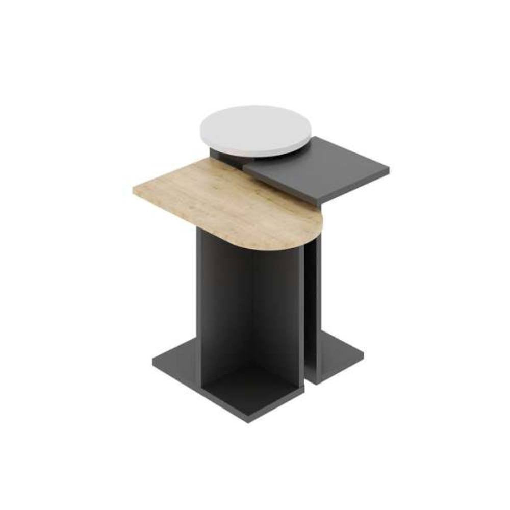 Set 3 Tavolini da Soggiorno Varie Misure in MDF Mund Antracite e Bianco