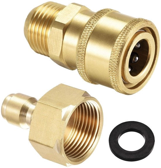 Adattatore per tubi di giardino rapido collegamento - Adattatore in rame - Pompa ad alta pressione - M18x1,5 e M22 - Duraturo e affidabile - Adatto per esterno