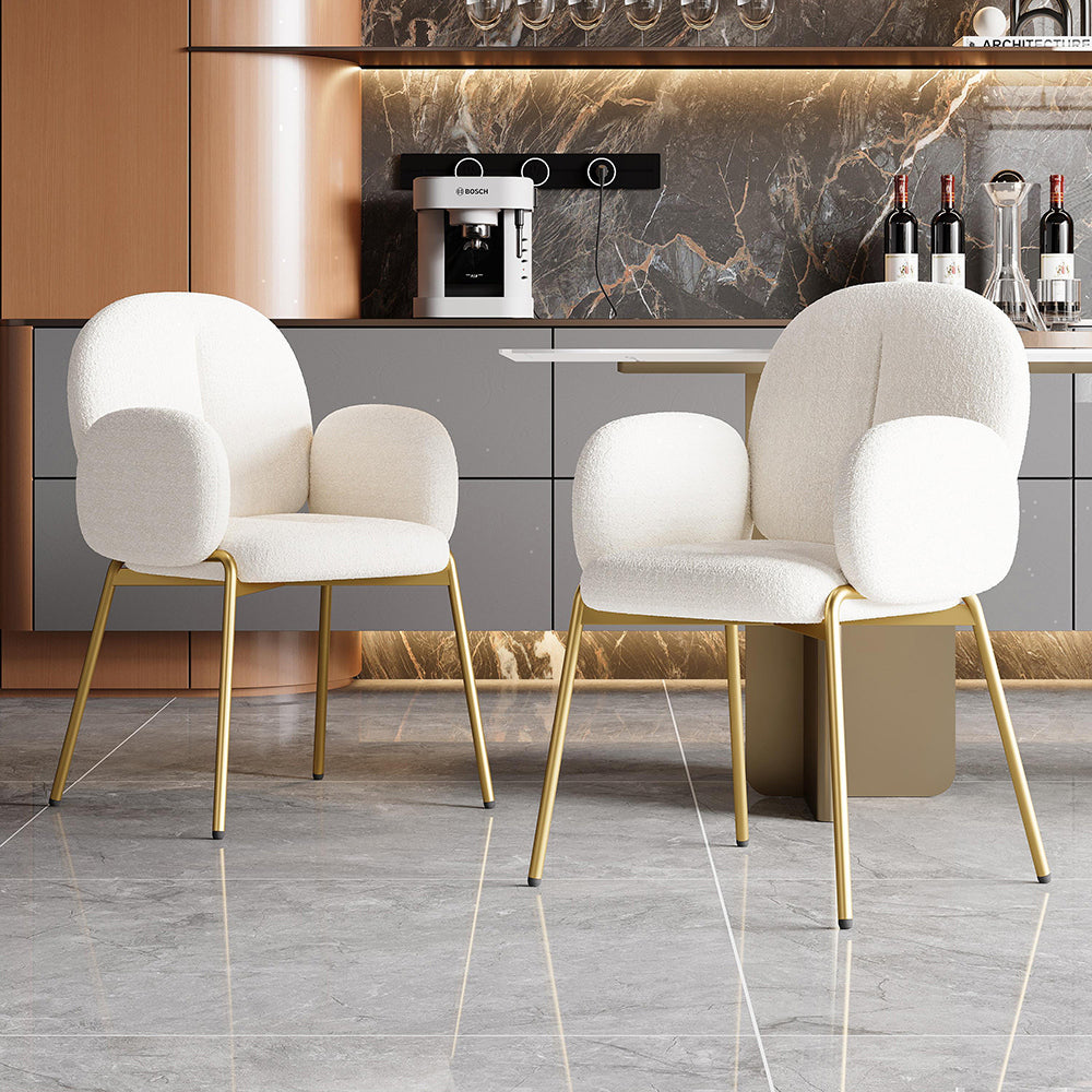 Sedia da pranzo lounge - Xylo - 55x64,5x88 cm - Beige - Piedi dorati