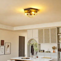 Lampadario Stile Industriale Geometrica con 3 Attacchi E27 per Lampadine LED in Metallo Nero e Oro