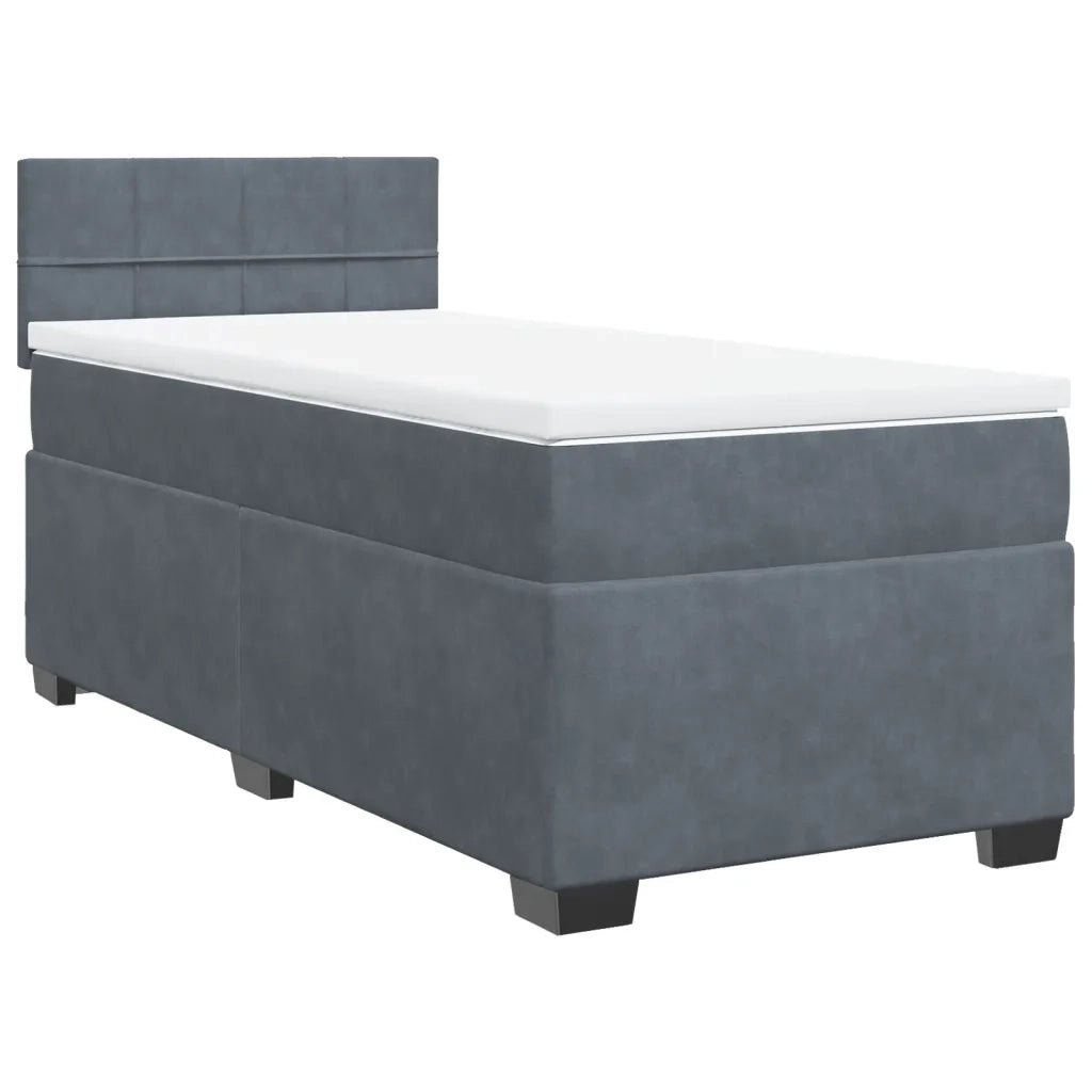 vidaXL Letto a Molle con Materasso Grigio Scuro Singolo in Velluto