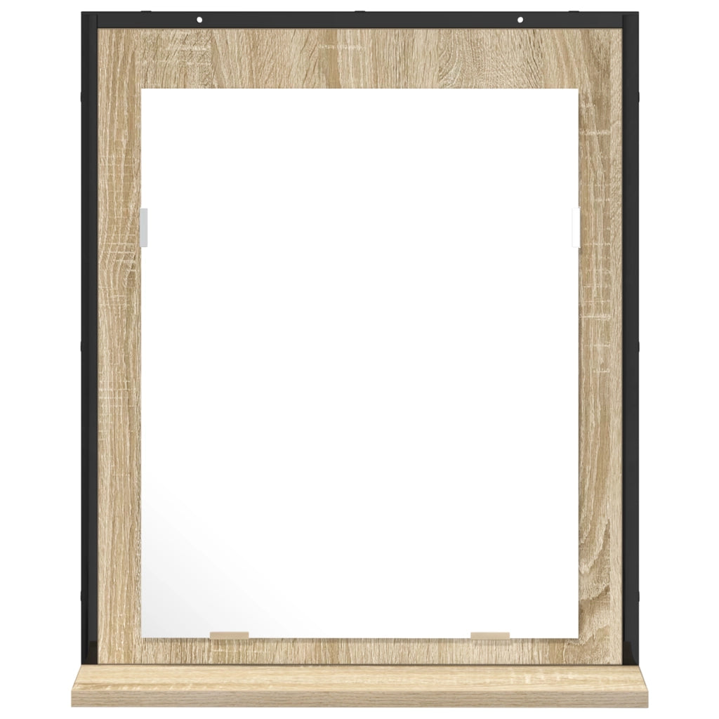 Specchio da Bagno  con Mensola in Rovere Sonoma 50x12x60 cm Legno Ingegnerizzato