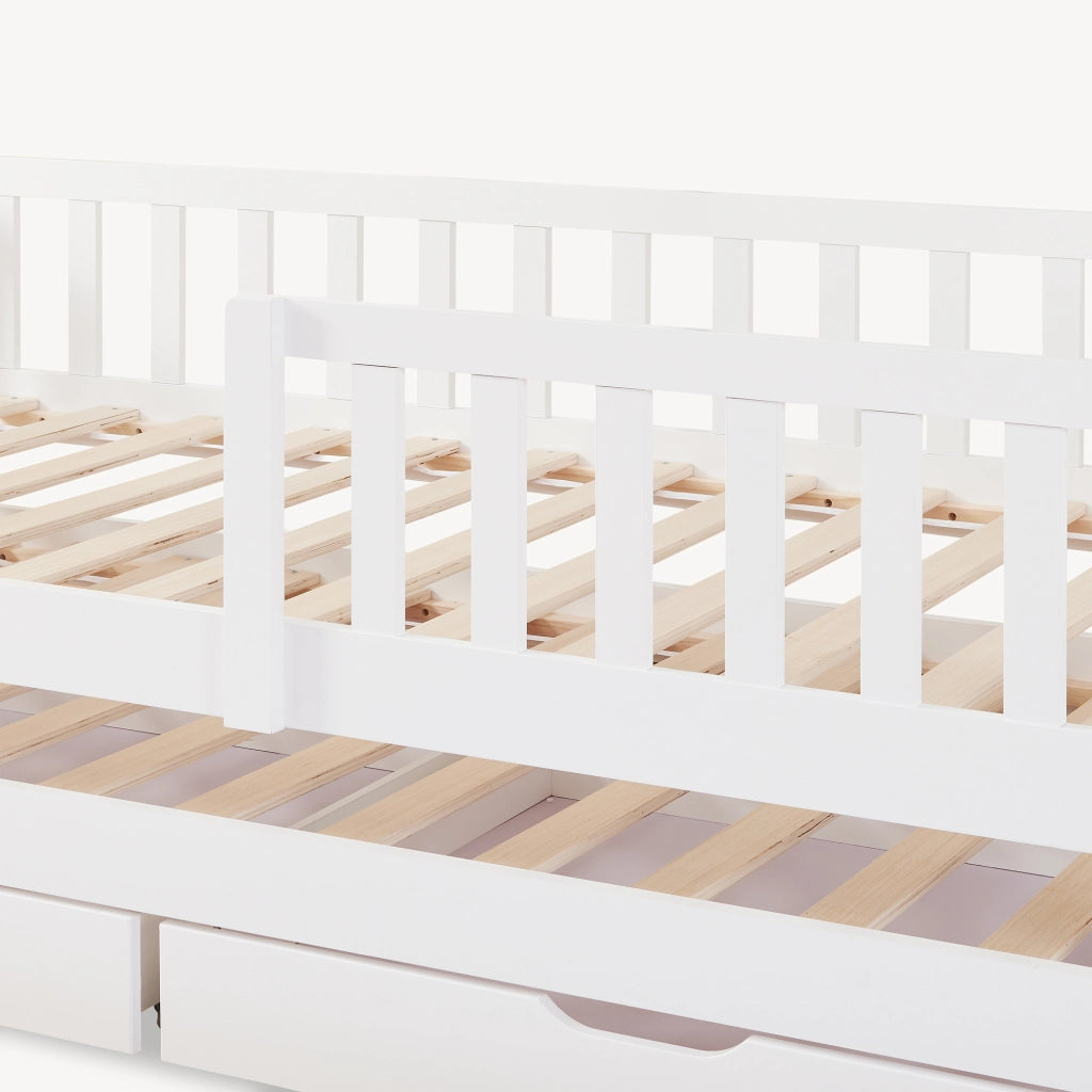 Letto a Casetta per Cameretta Aarghonmaa in Legno di Pino con Letto Estraibile e 2 Cassetti 90x200 cm - Bianco [en.casa]