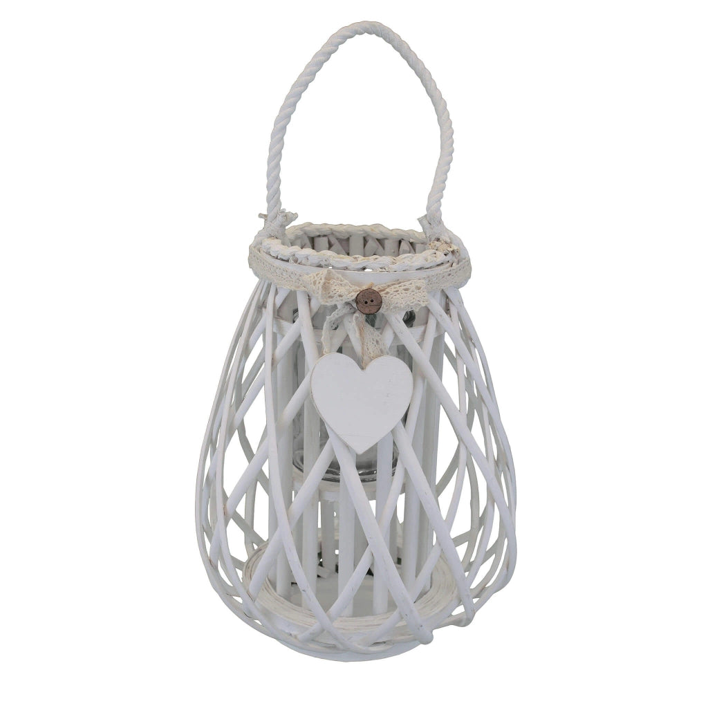 Lanterna in Vimini Rotonda in Vimini Vetro cm 28x28x40 - TREV