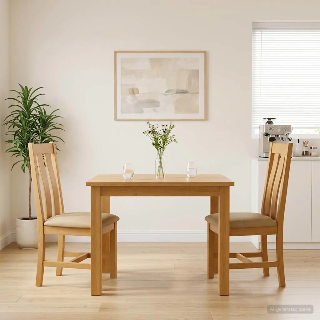 Sedia da pranzo 2 pcs Legno di Quercia Massello Beige 42039159