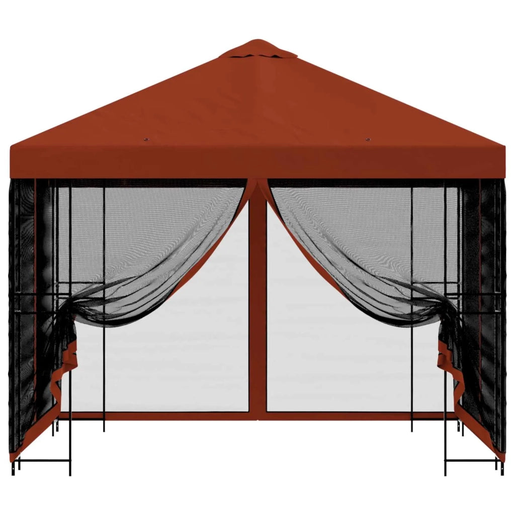 Gazebo da giardino con pareti laterali 3 x 3 m Terracotta 900340
