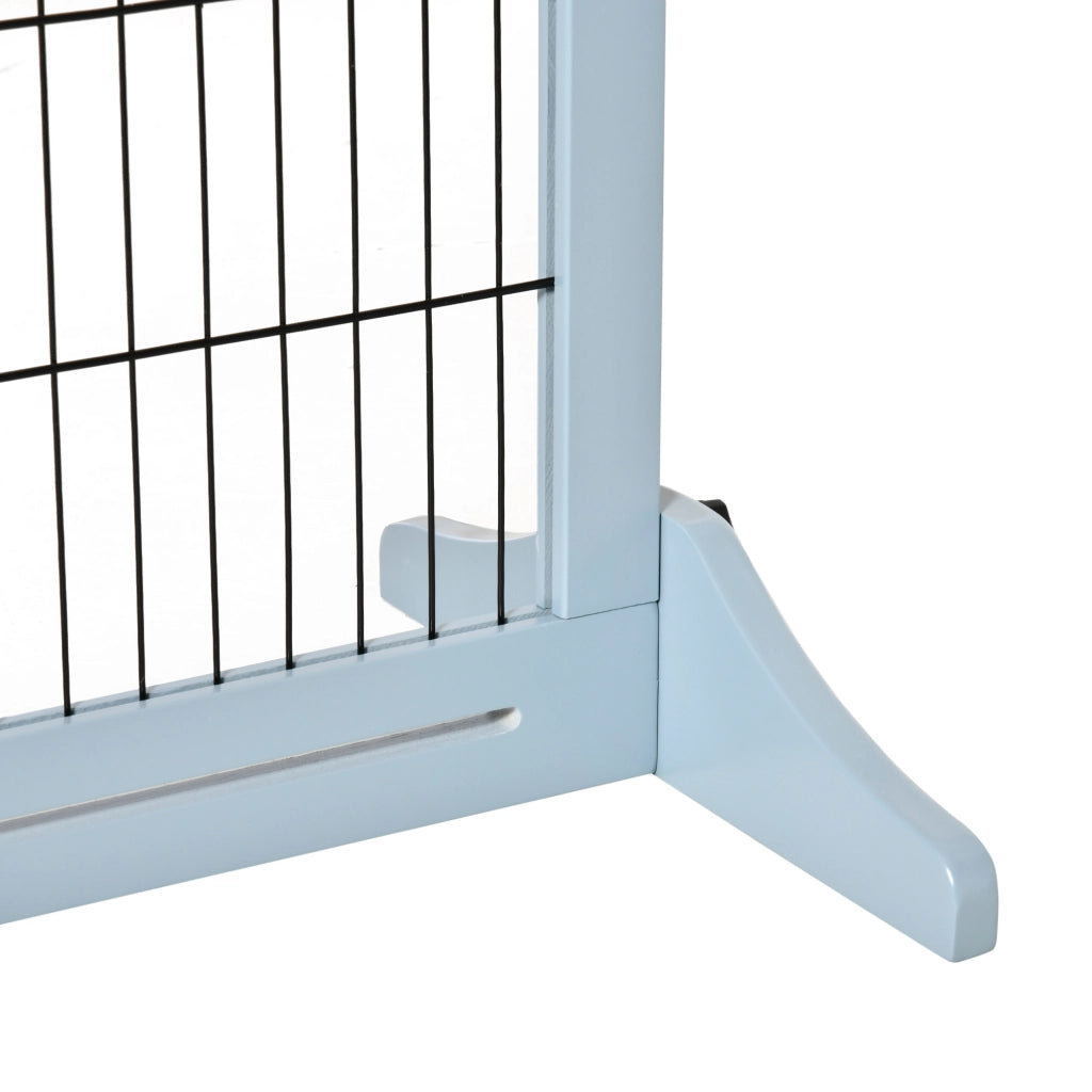 EasyComfort Cancellino per Cani Estensibile da Interno in Legno e Acciaio, 104-180x36x69cm, Blu-grigio