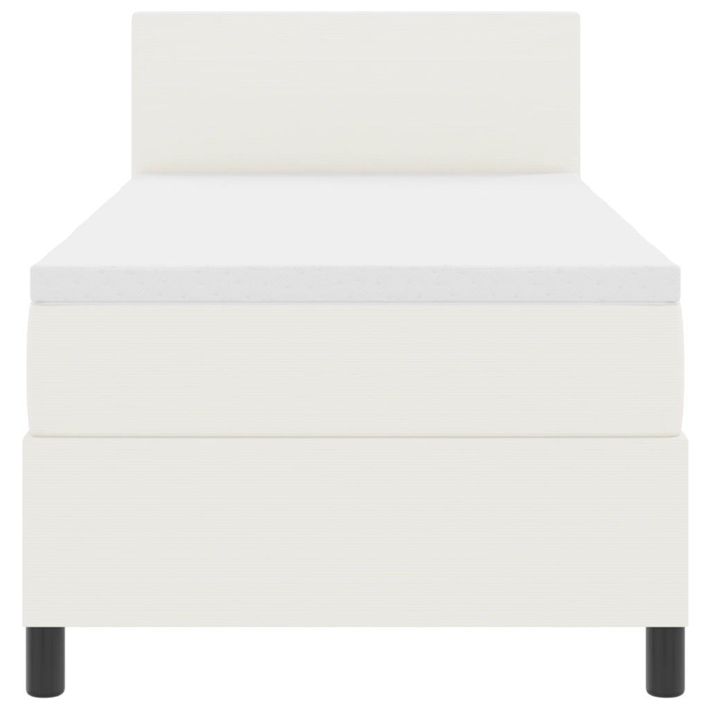 Letto Box Spring con Materasso e LED Crema 100x200 cm in Tessuto Corduroy