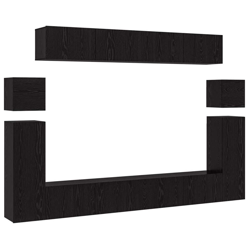Set mobile TV 8 pcs Rovere Nero Legno multistrato 3332585