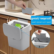 Compostatore per cucina - 24 galloni/9L cestino per rifiuti sospeso sotto il lavello con coperchio per bagno/camera da letto compostiere per interni (grigio)