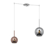 Lampadario Contemporaneo Future Metallo Cromo Vetro Multicolor 2 Luci E27