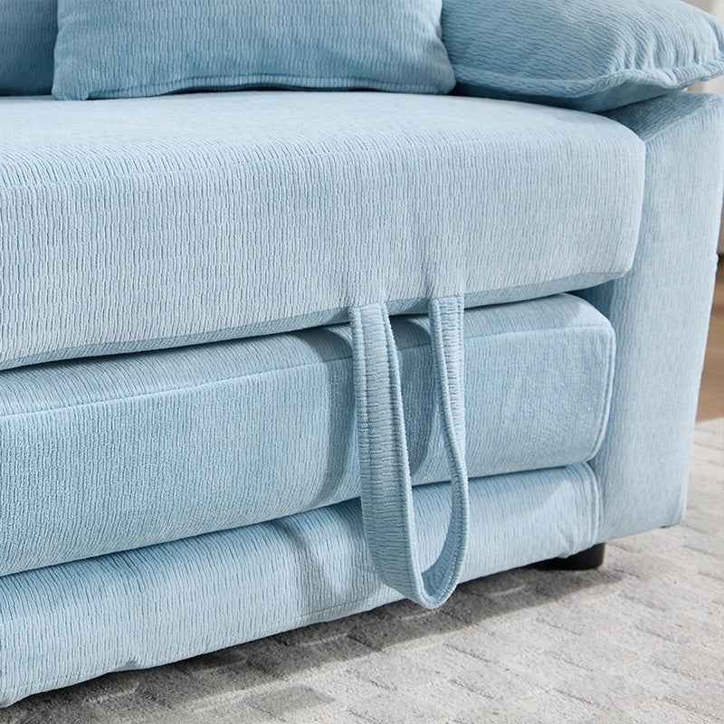 Poltrona in chenille con cuscino cervicale e lombare, seduta imbottita per soggiorno, balcone e ufficio blu
