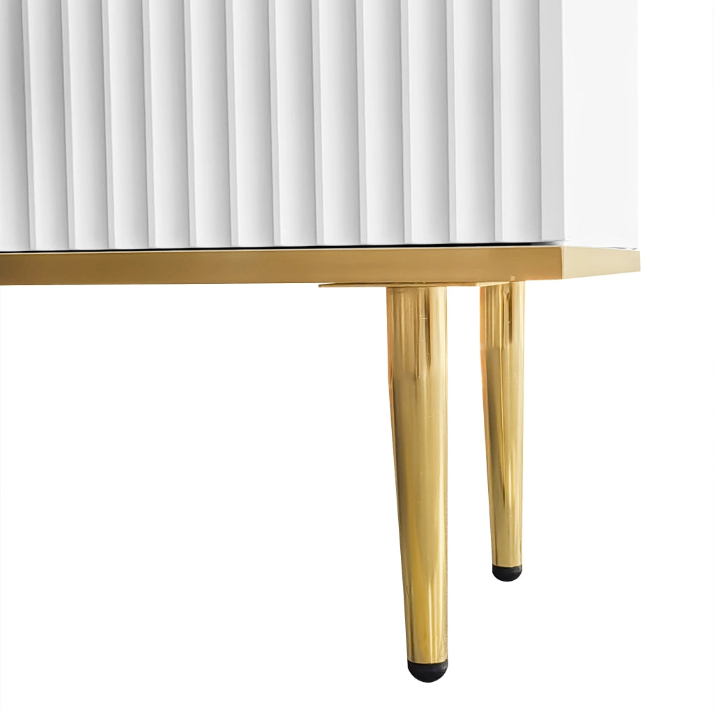 Mobile TV con 2 Cassetti e 2 Vani; Dettagli Dorati; Stile Moderno; Soggiorno; 165??36??55 cm; in Pannello Truciolare; Bianco