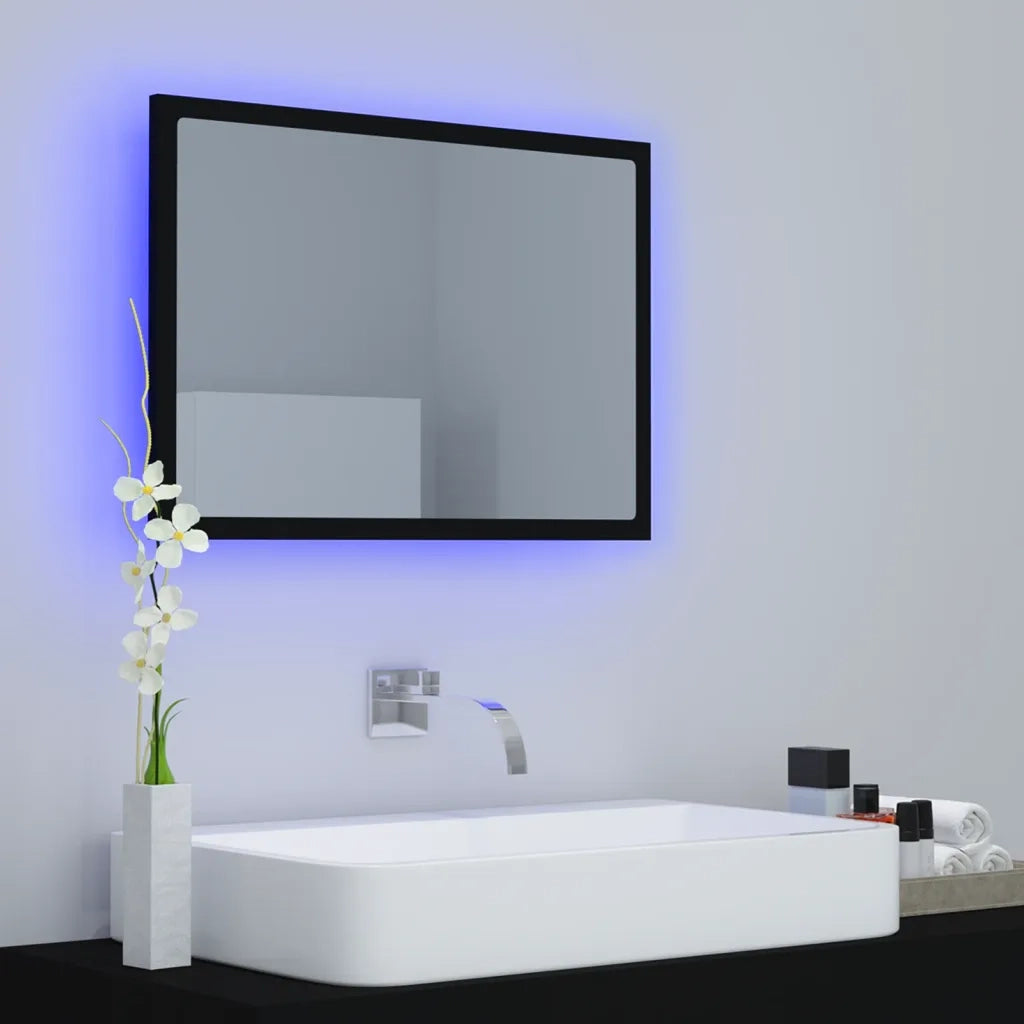 Specchio da Bagno | Specchio decorativo a LED Nero 60x8,5x37 cm in Acrilico