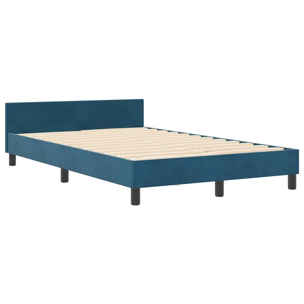 Letto a molle con testiera Blu Scuro 120 x 190 cm Velluto