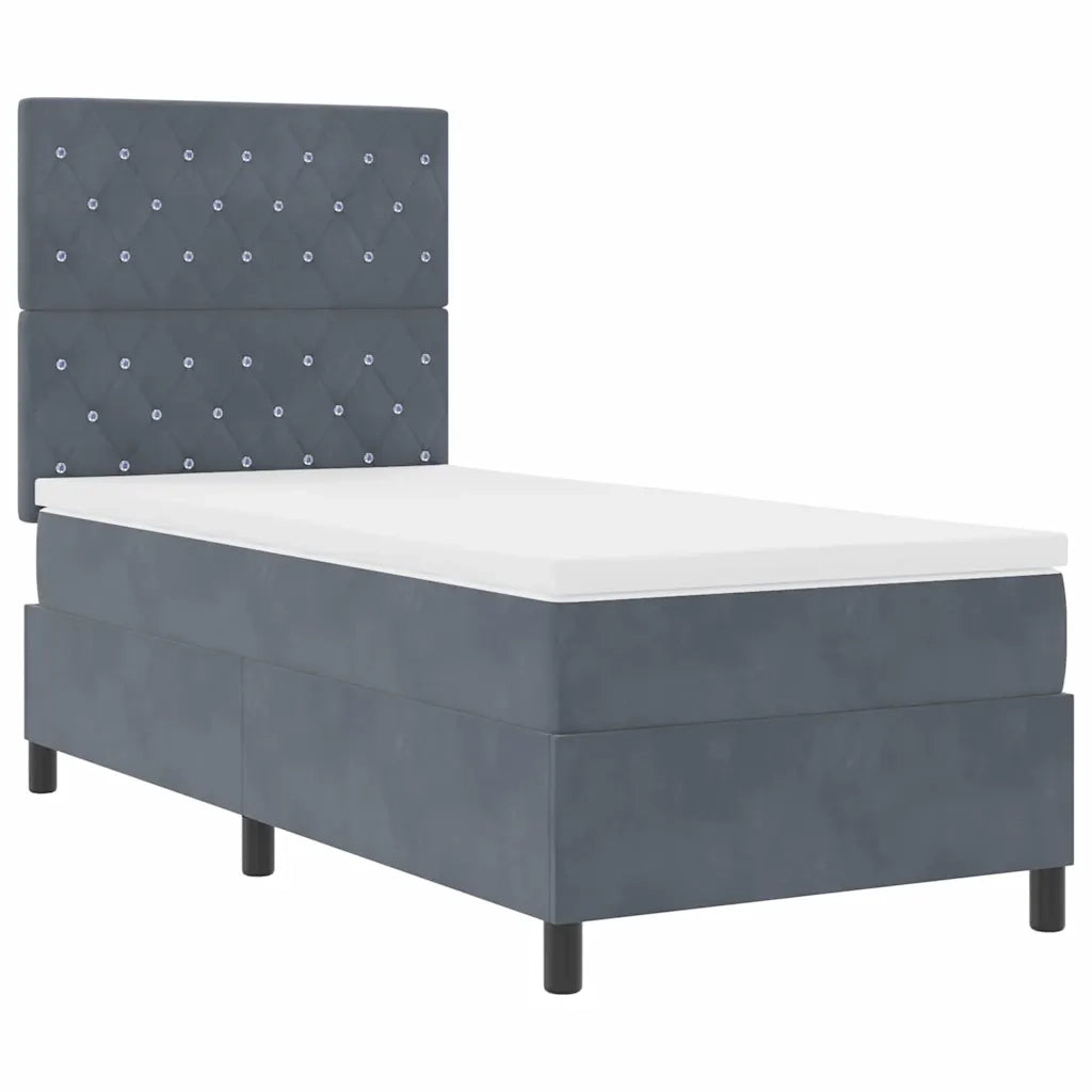Letto a molle con materasso Grigio scuro 100 x 200 cm Velluto 3339747