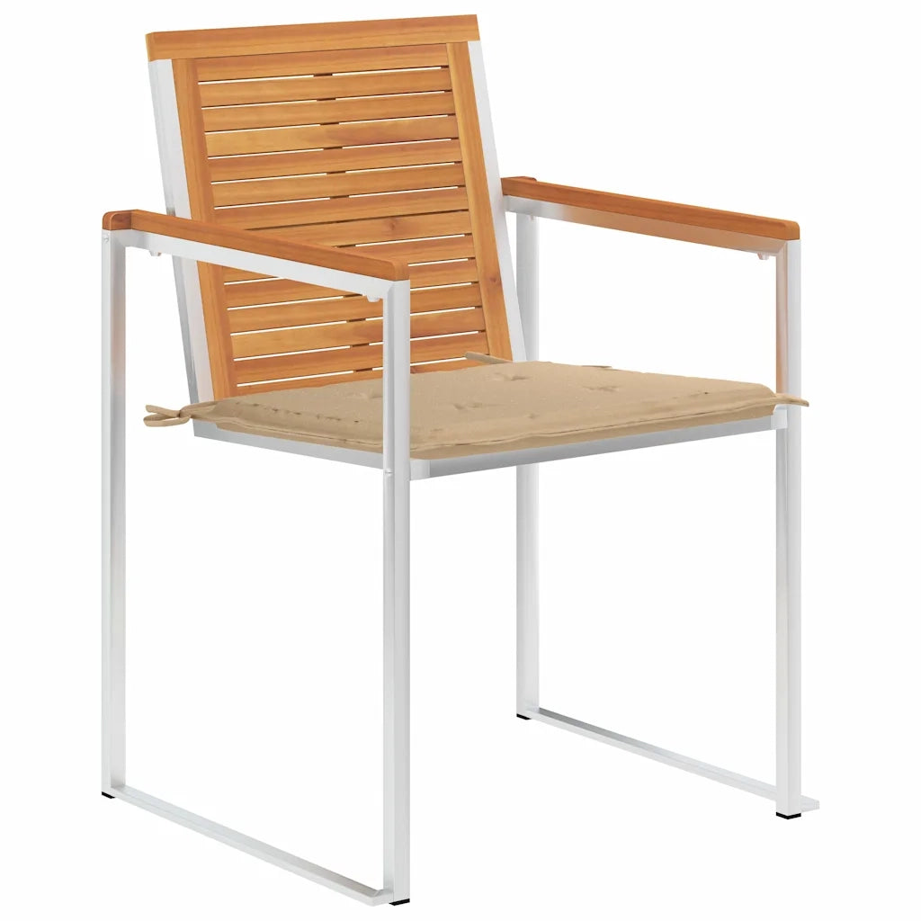 Sedie da Giardino 2 pz con Cuscini in Legno Acacia e Acciaio 3061491