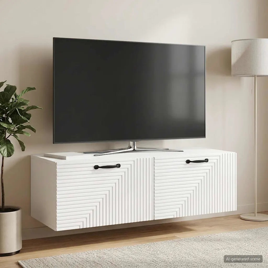 Mobile Porta TV da Muro Bianco Lucido 98 x 41 x 30 cm 898699