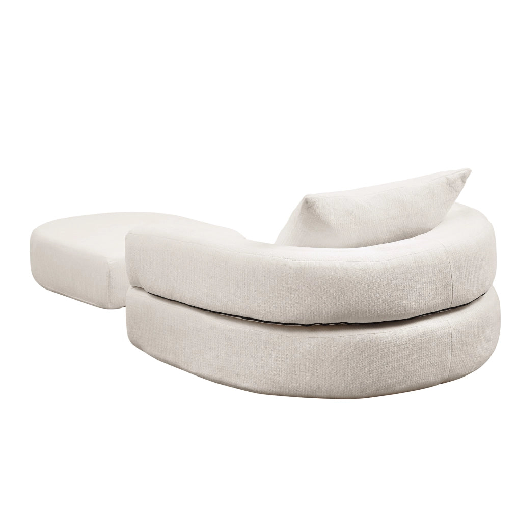 Divano modulare compatto in tessuto ciniglia beige