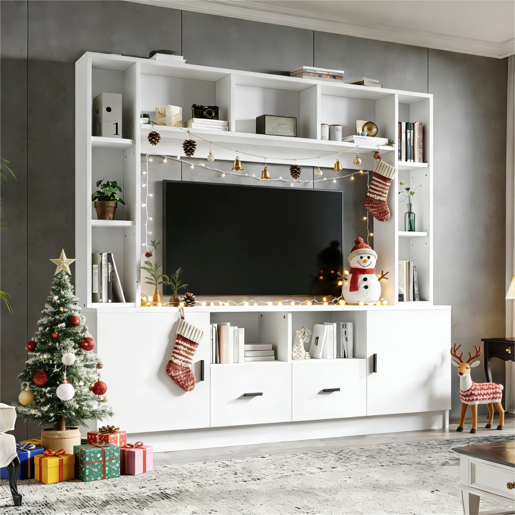 Cassettiera per TV bianca in truciolare lunghezza 180 cm