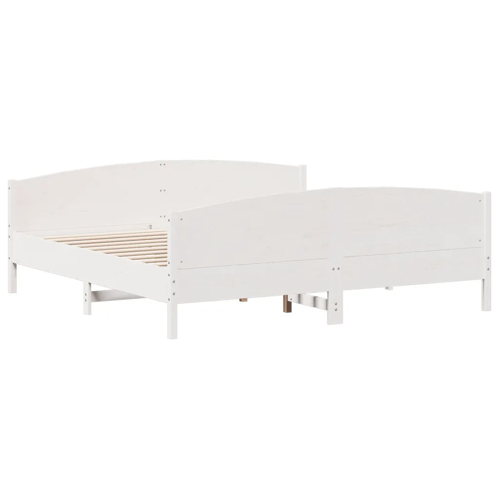 Giroletto senza Materasso Bianco 180x200 cm Legno Massello Pino