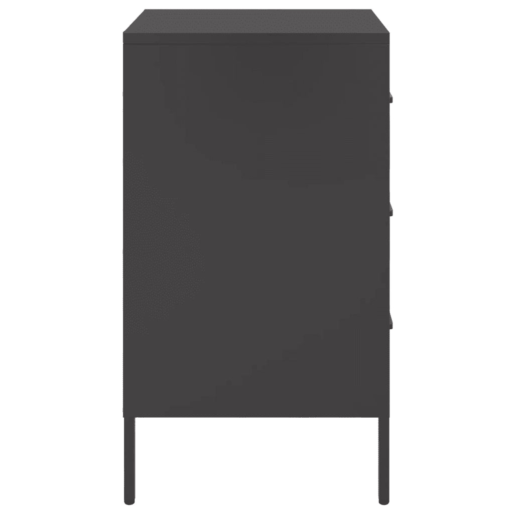 Comodini 2 pz-Set di 2 Tavolino da notte Neri 36x39x68 cm in Acciaio 819358