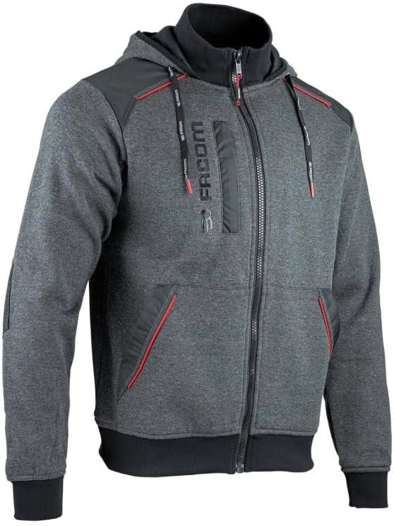 LMA00737 Felpa con Zip FACOM Jumper Grigio/Nero/Rosso Taglia XL-FXWW8000E-XL