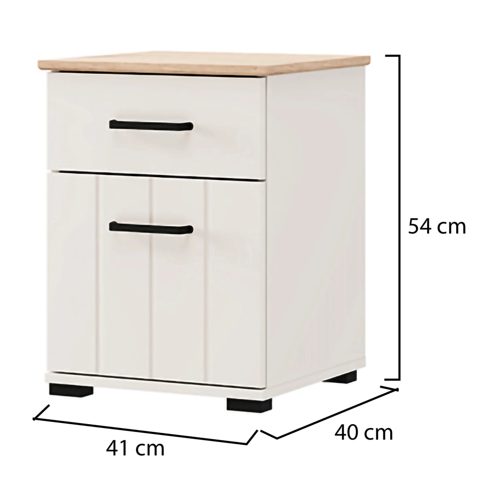 Punak, Comodino un Cassetto, 41x40x54h cm Bianco Crema