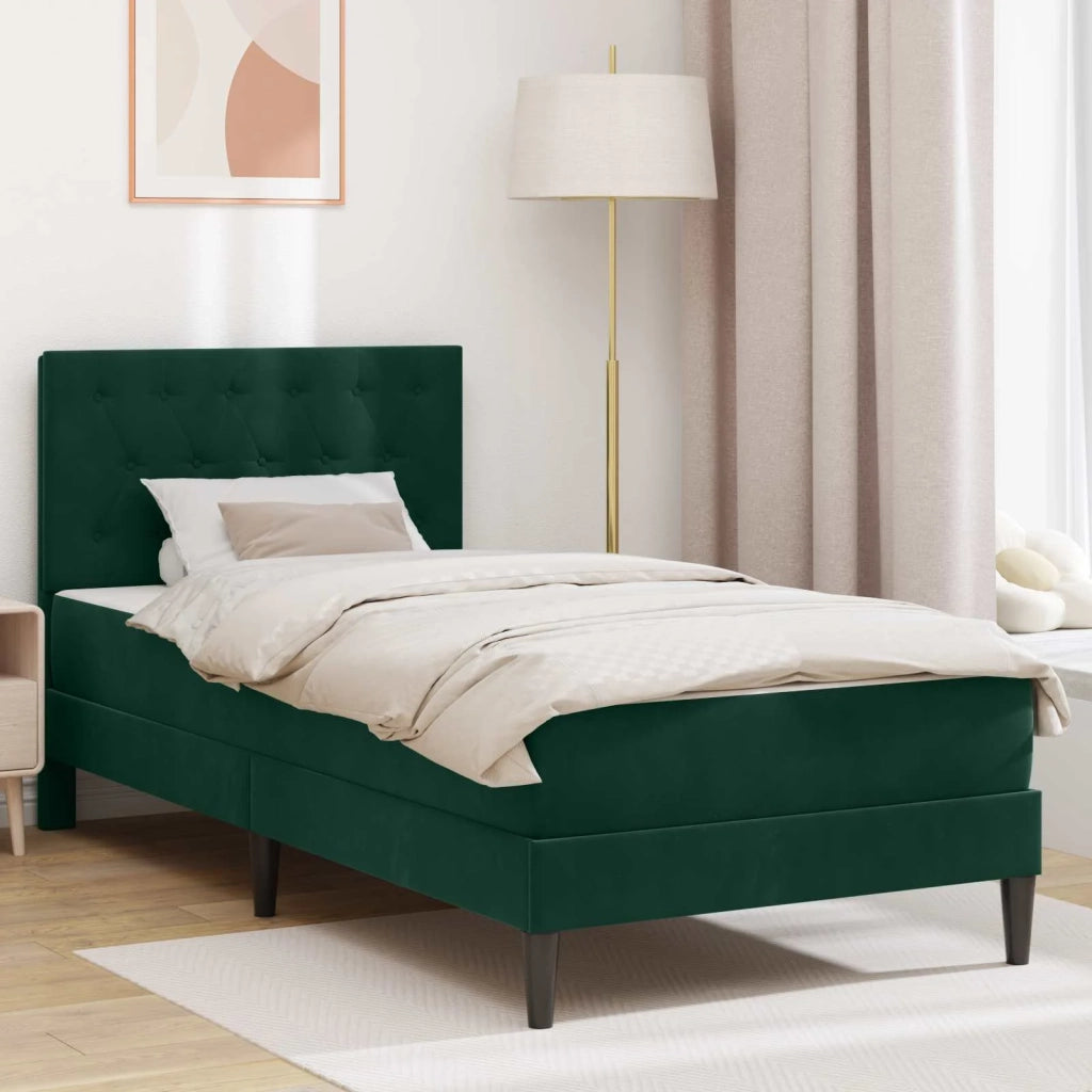 Struttura letto con materasso Verde Scuro 100 x 200 cm Velluto