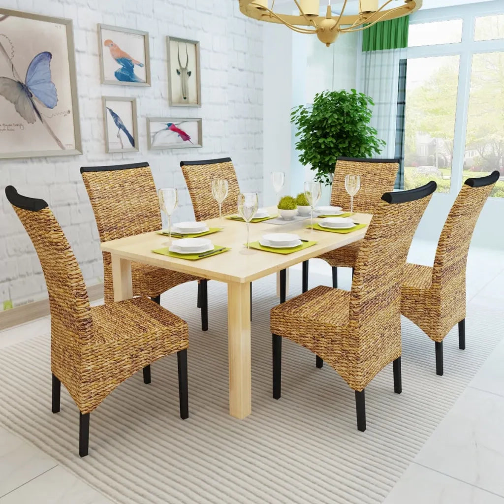 Sedie da Pranzo 6 pz in Abaca e Legno Massello di Mango 274199