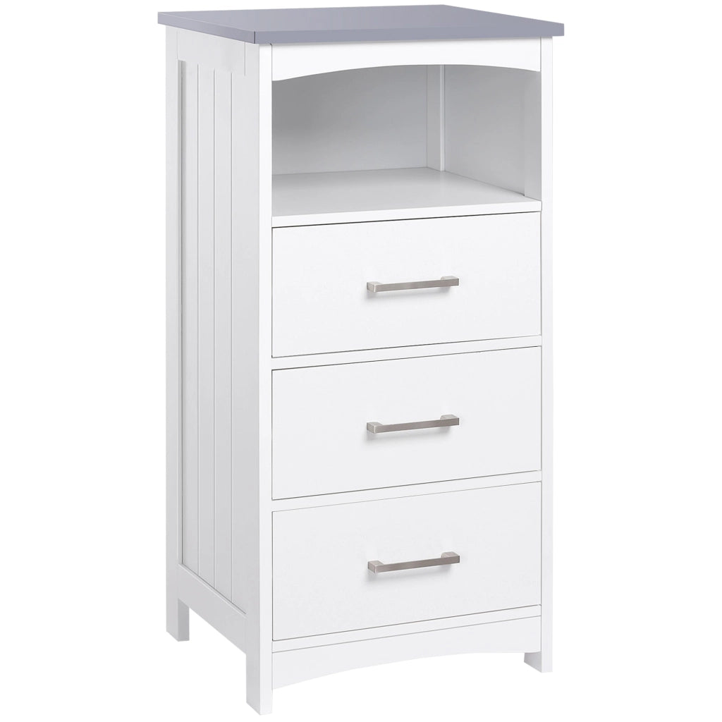 Mobiletto Bagno 3 Cassetti 40x33x80 cm in MDF Bianco