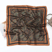 Sciarpa da donna in seta verde stampata, stile coreano, alla moda e versatile, sciarpa/fascia per il collo decorativa.