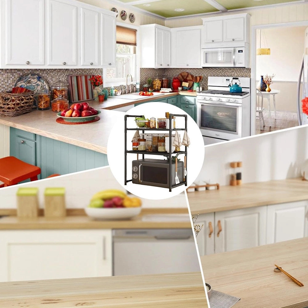 Trade Shop - Scaffale Per Forno Microonde A Livelli Mensola Ripiani Cucina Salvaspazio Con Ganci -