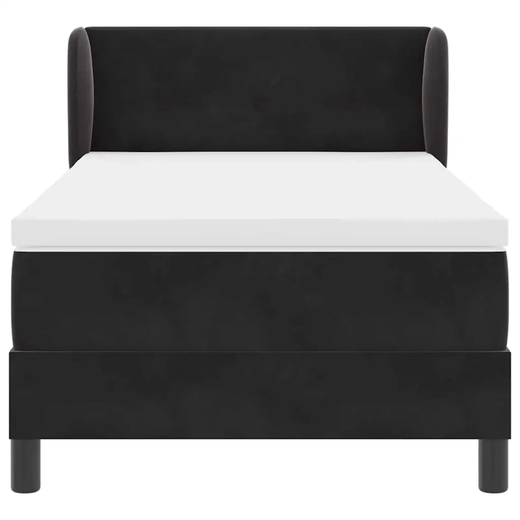 Letto singolo | Letto per adulti | Letto a molle con testiera Nero 80 x 200 cm Velluto